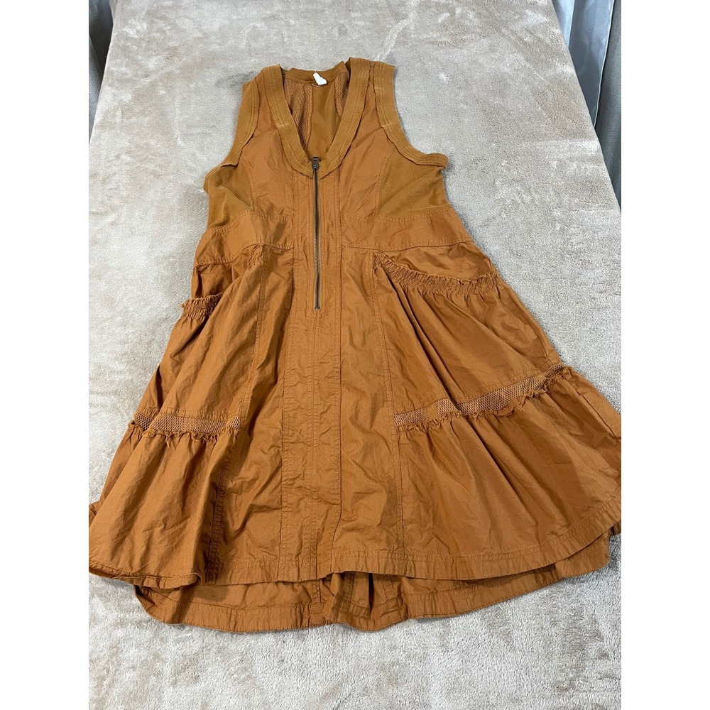 Daily Practice Trek Utility Mini Dress Women's M Mustard Cotton Sleeveless EUC